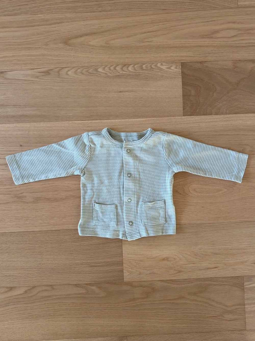 Carter’s 3 Month Baby Ribbed Long-Sleeve Button Cardigan - Light Green Stripe